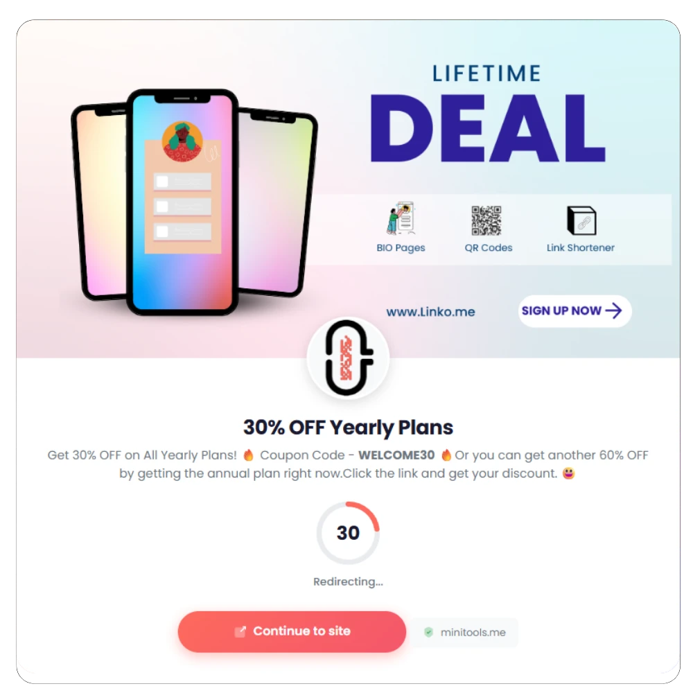 Custom splash pages for links